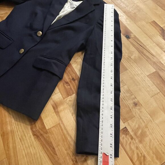 J. Crew Blazer Classic‎ Navy Gold Schoolboy Wool Stretch Blazer Jacket Sz 00 New - Picture 9 of 12